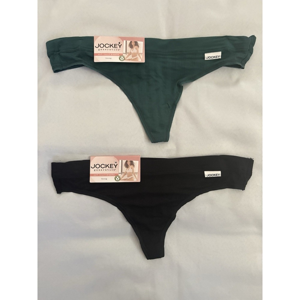 NEW Jockey Soft Touch Lace Thong Panties Women's Medium 2 Pair Jockey Thong
